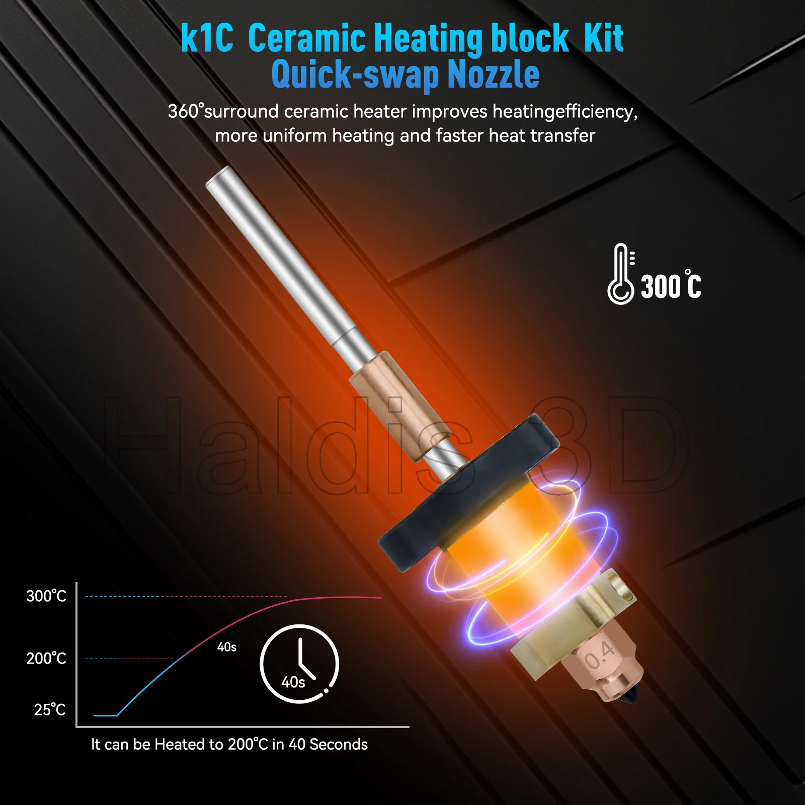 Upgraded Hotend Kit For Creality K1C New Version Ceramic Heating Head Kits Quick-Swap Nozzle For K1C 3D Printer Replacement Part