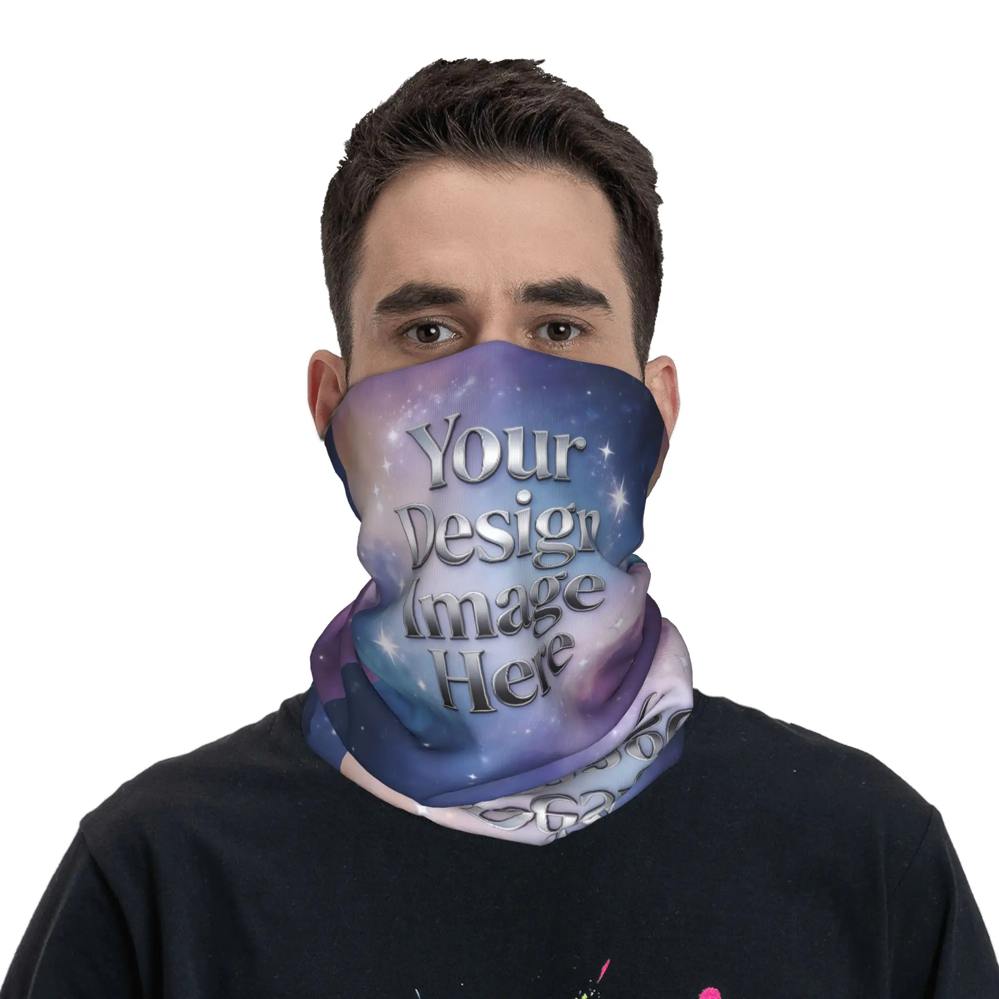 Custom  Your Image Logo Bandana Neck Warmer Women Men Winter Ski Tube Scarf Gaiter  Face Cover