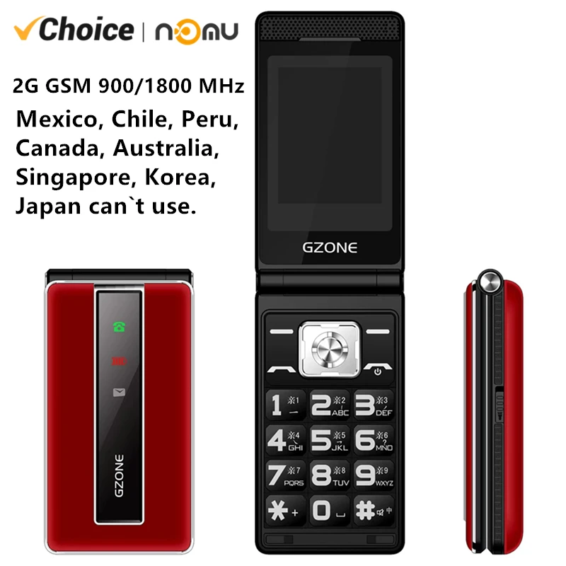 Flip Mobile Phone 2.4 Inch 2G GSM Dual Sim MP3 Big Push Button Telphone Speed Dial Dual Torch Senior Clamshell CellPhone