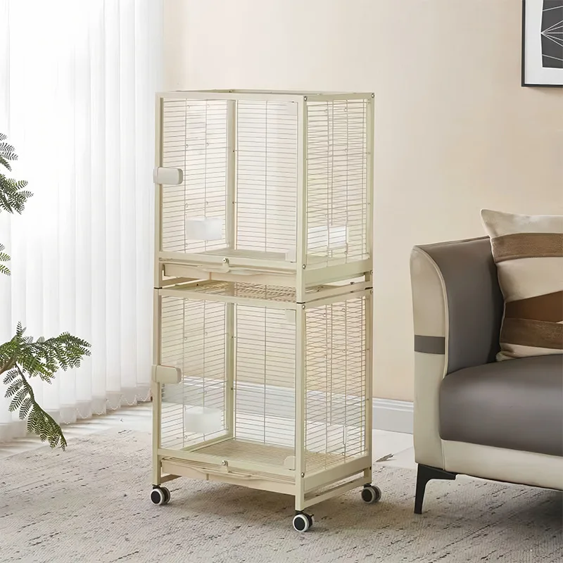 Floor-to-ceiling mobile transparent bird villa large splash-proof metal bird cage household cockatoo breeding viewing cage spot