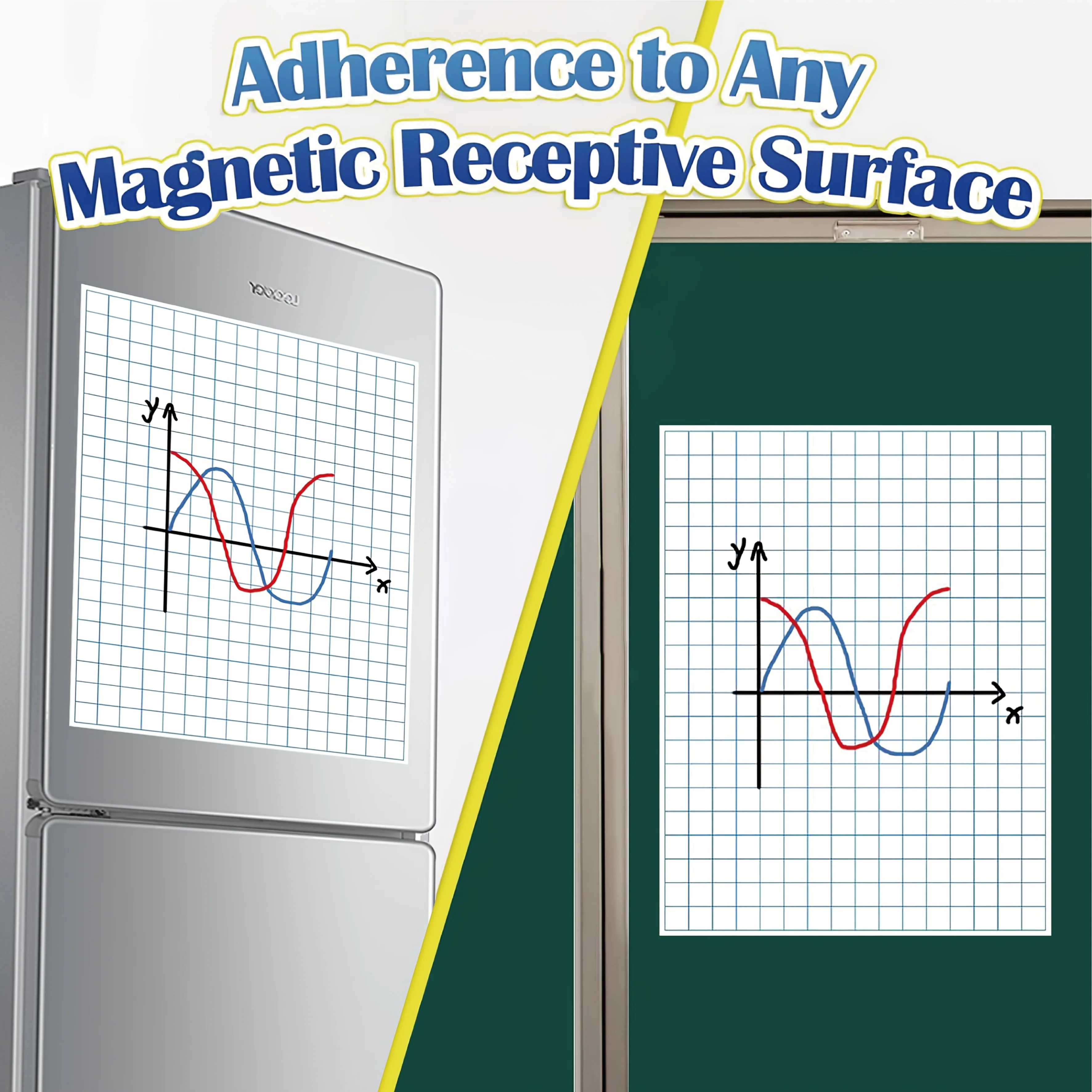 Large Magnetic Grid Writing Board, 21.5 X 16.5, Digital Chart Drawing Whiteboard, Powerful Magnetic Surface