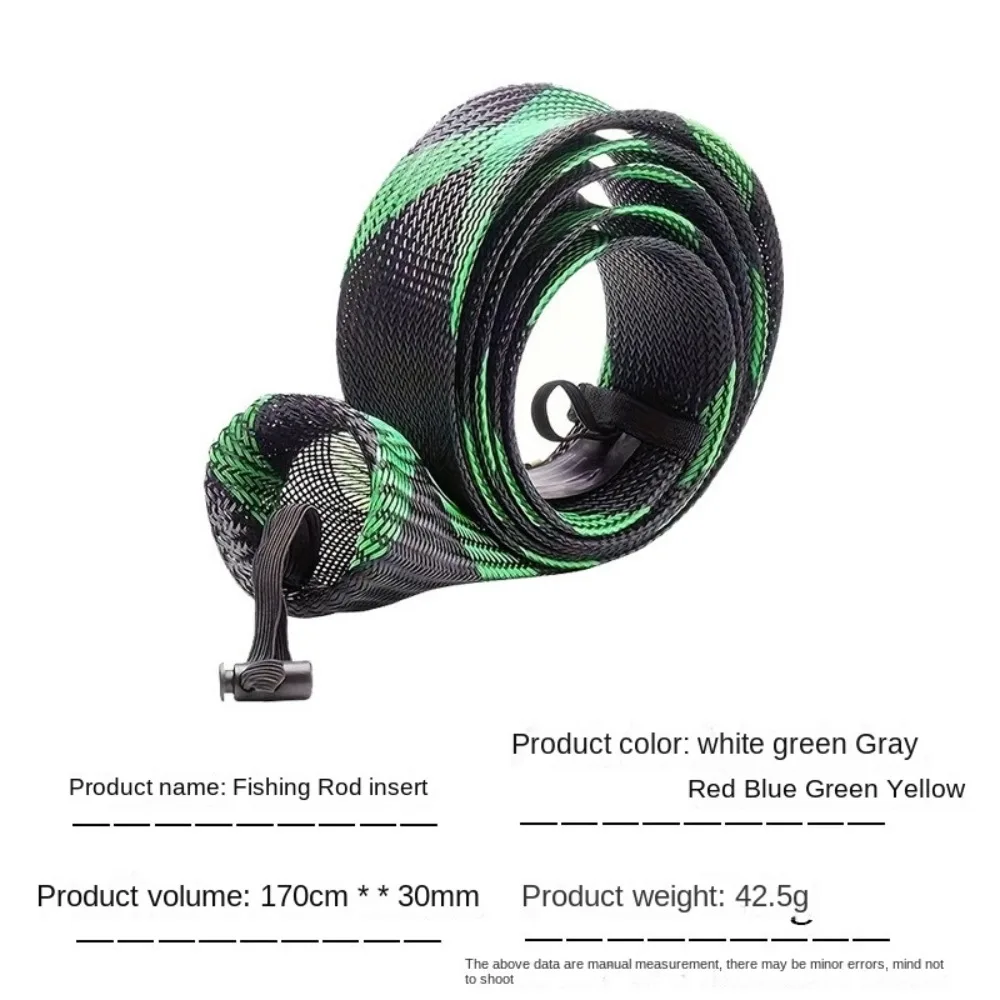 Expanable Braided Mesh Fishing Rod Cover Pole Sleeve Jacket Wrap Fishing Rod Sleeve Elastic Protector Bag