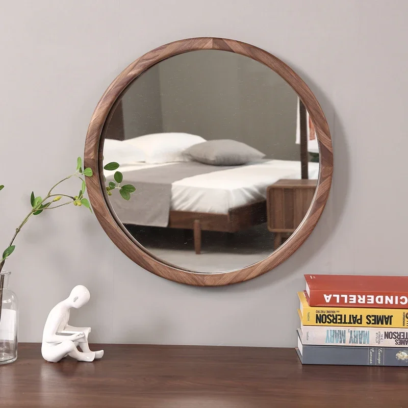 Makeup Round Decorative Mirrors Bathroom Wooden Makeup Wall Sticker Decorative Mirrors Espejo Pared Household Products