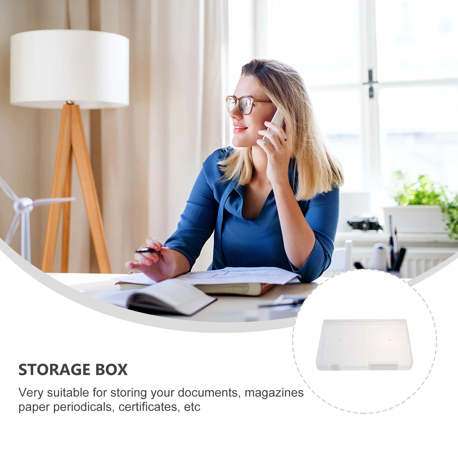 

1pc Plastic File Storage Box for Office Desktop Organizer with Lid Lightweight Document Holder Container Archive Folder