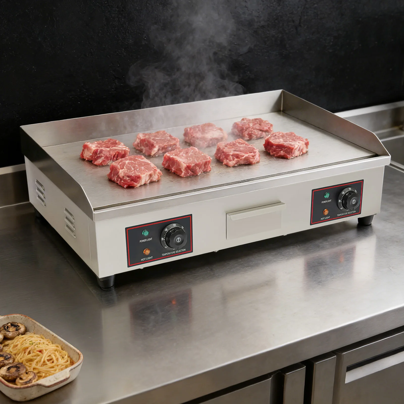 

Электрическая плоская гриль-плита для столешницы из пищевой нержавеющей стали для коммерческой кухни с регулируемым контролем температуры 122-572 ℉