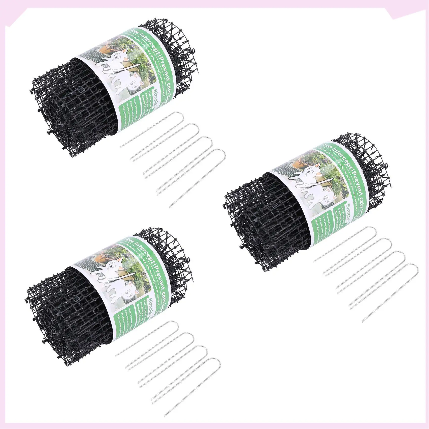 B24B 3X Garden Cat Scat Mat - Cats And Dogs Repellent Mat Plastic Spike-Keeping Cats And Dogs From Digging