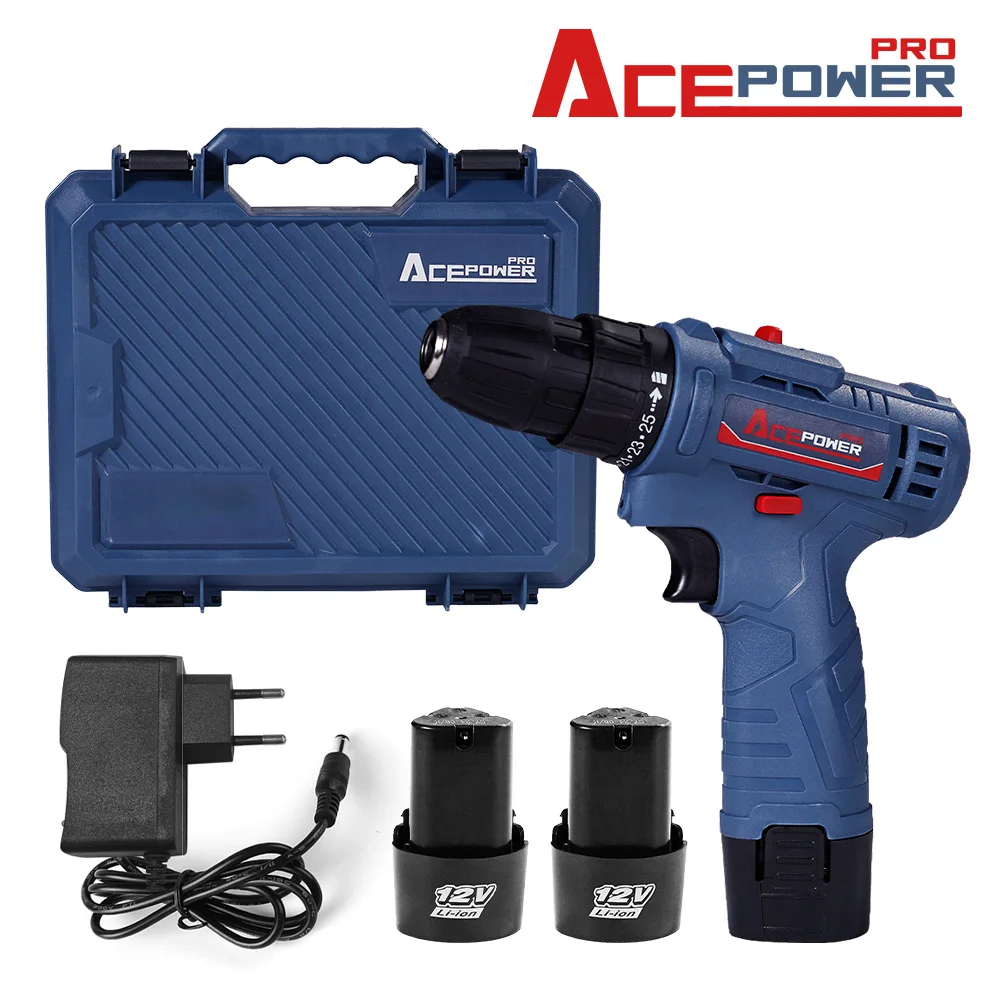 Аккумуляторная дрель AcePower 12 В, электрическая отвертка, миниатюрный беспроводной силовой привод, электроинструменты с литий-ионным аккумулятором постоянного тока Аккумуляторная дрель AcePower 12 В, электрическая отвертка, миниатюрный беспроводной силовой привод, электроинструменты с литий-ионным аккумулятором постоянного тока