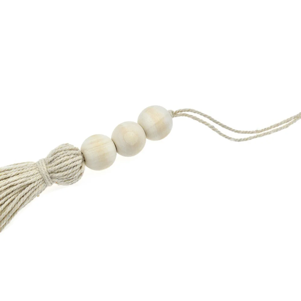 6 Pcs Cotton Thread Wooden Beads Decoration Pendant Tassel naments for Closet Door Handle Clothes Rack Handbag Car Keychain