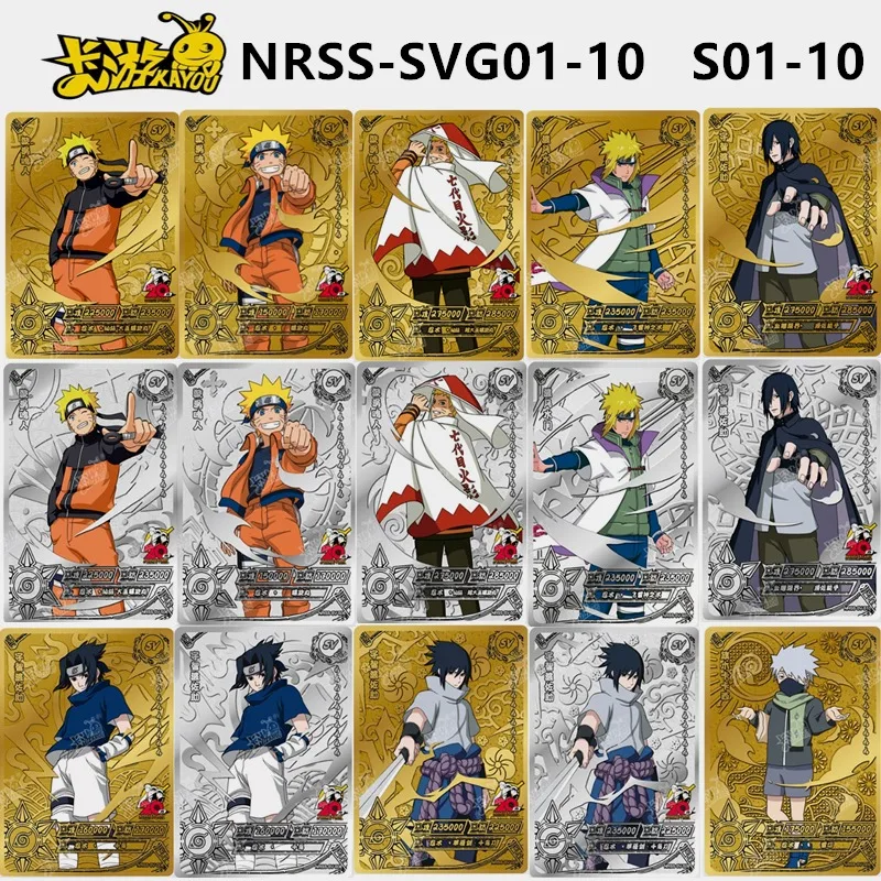 KAYOU NARUTO SV Gold Silver Cards Anime Figure Hatake Kakashi Namikaze Minato Nohara Rin Uchiha Obito Rare Card Collectible