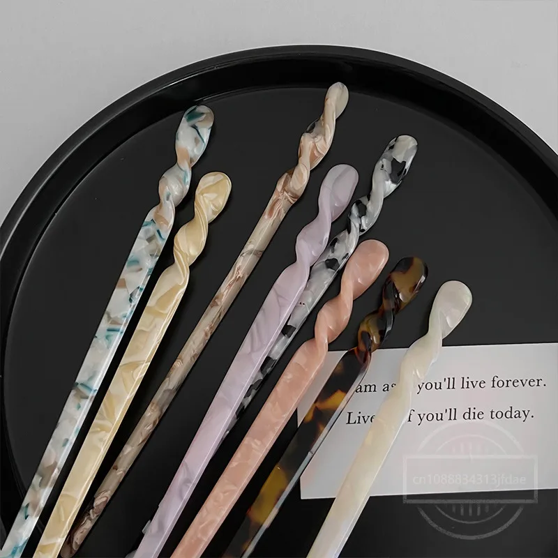 Chinese Style Hair Sticks Vintage Acetate Resin Chopstick Women Hairpins Clip Pin Headwear Wedding Jewelry Accessories
