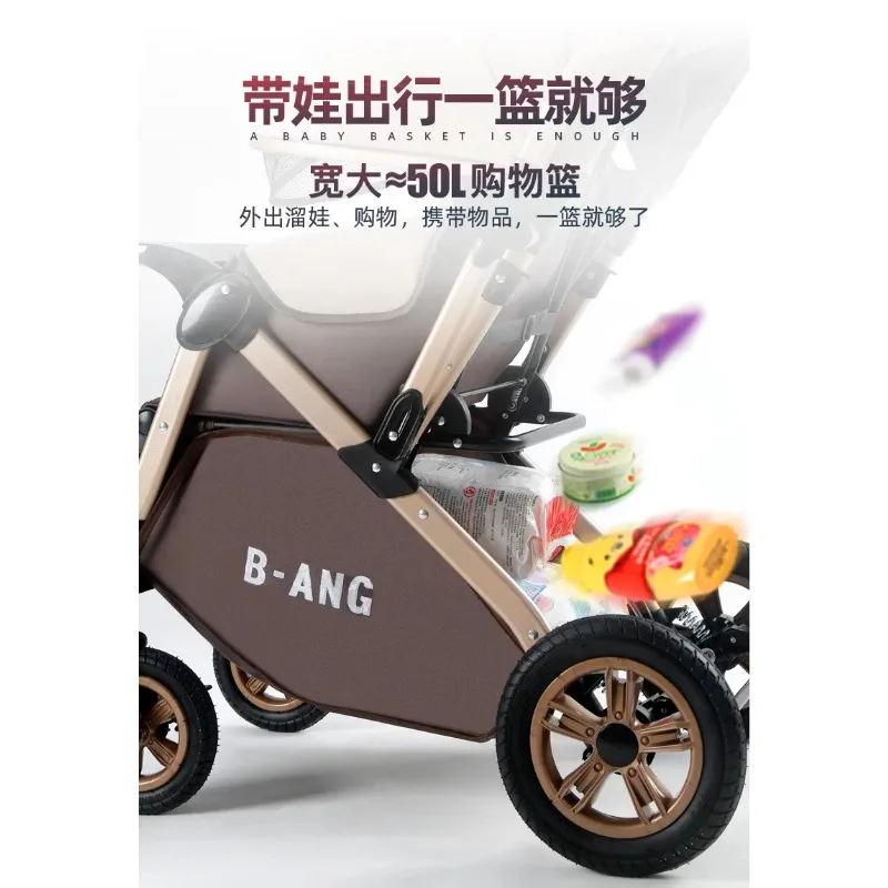 Baby Stroller Can Sit and Lie Down Lightweight Folding Baby Umbrella Four-wheel Shock Absorption Children's Two-way Trolley