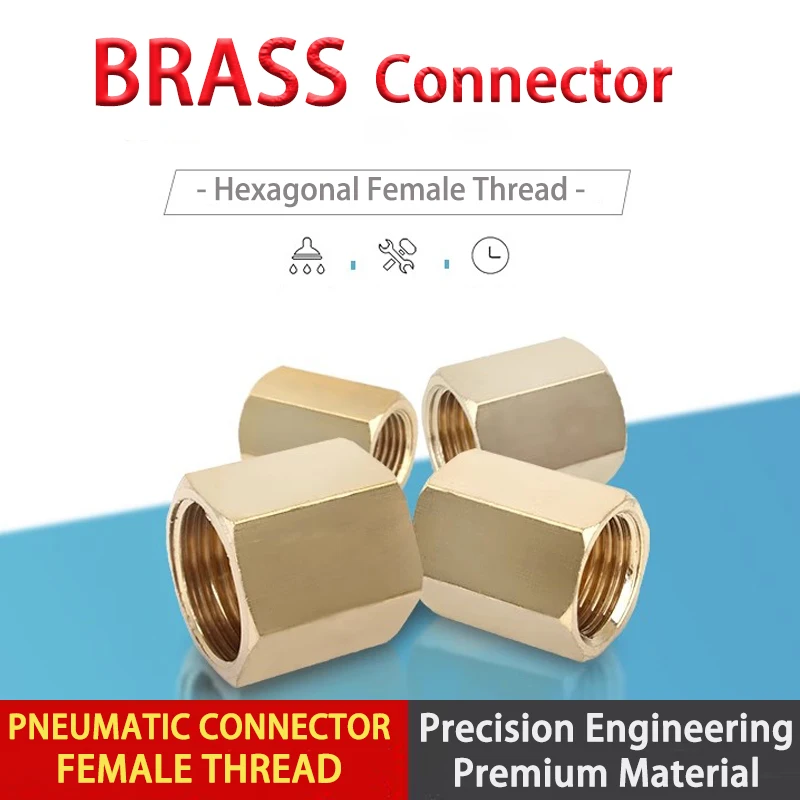 

1Pcs Pneumatic Coupling All-Copper Double-Ended Female Threaded Coupling Hexagonal Through Straight Coupling 1/8 1/4 3/8 1/2 G1