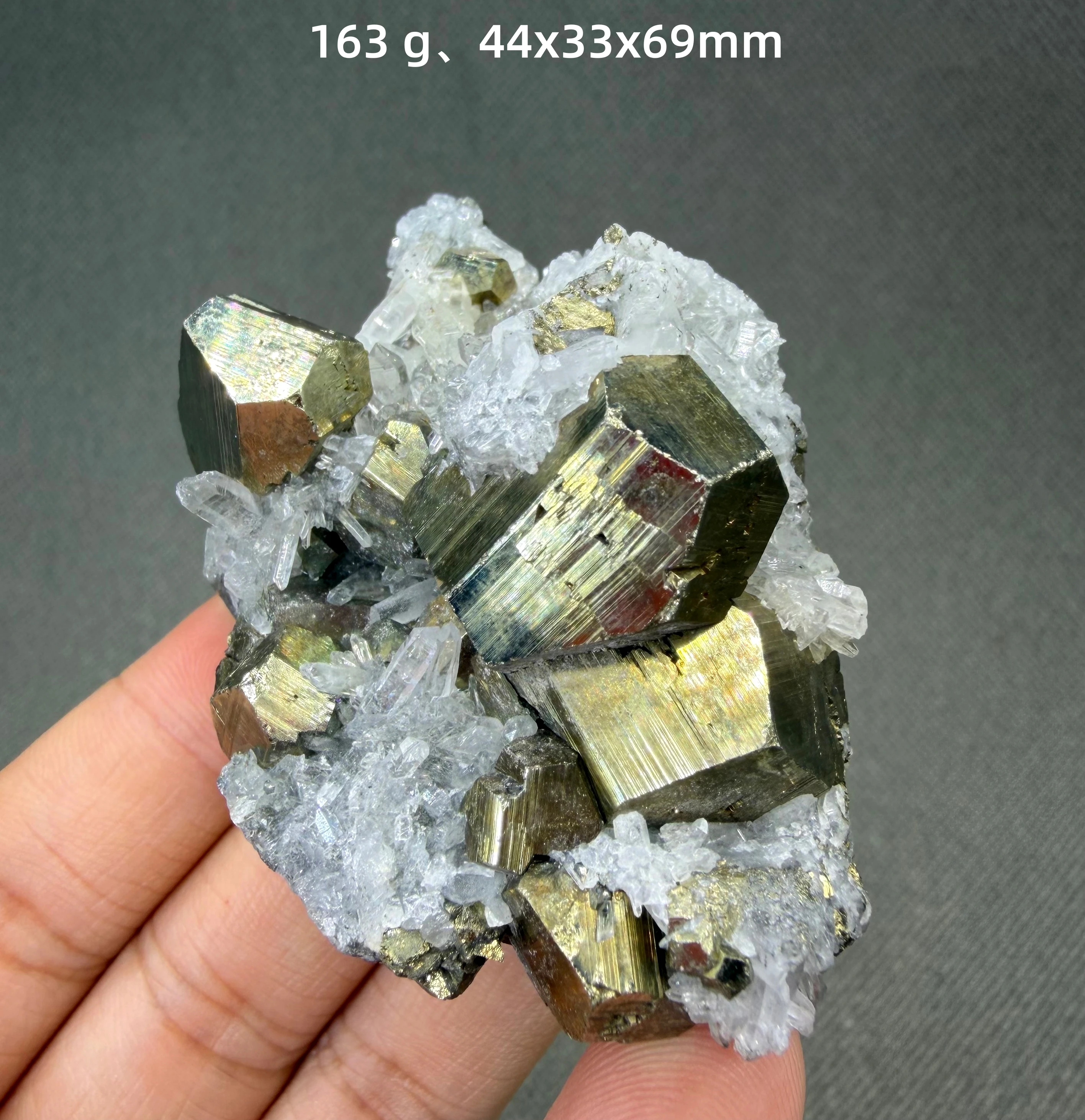 Natural Indonesian Polyhedral Pyrite with Quart Mineral Specimen Home Decor