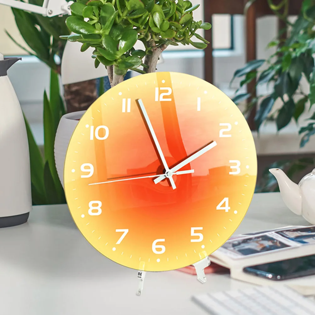 

Acrylic Wall Clock 3D Gradient Sunset Table Wall Hanging Dual purpose Round Desktop naments Household Decor Bedroom Modern Style
