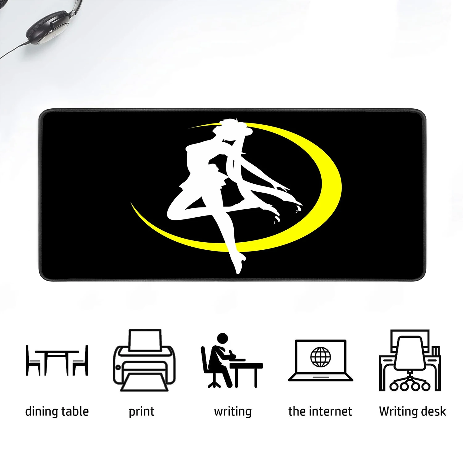 لوحة ماوس أنيمي فتاة سوداء كبيرة مكتب الألعاب حصيرة غير قابلة للانزلاق قاعدة مطاطية كبيرة مكتب الكمبيوتر حصيرة لعبة لوحة المفاتيح لوحة الماوس #2