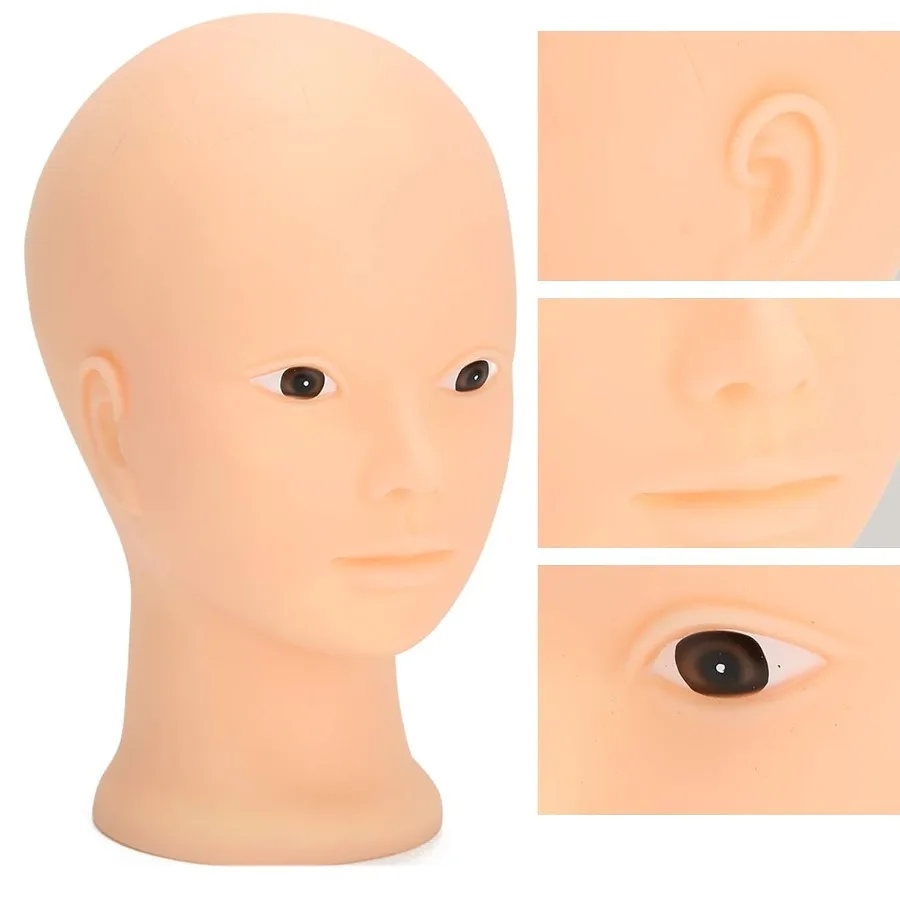 رأس عارضة أزياء أصلع لصنع قبعة الشعر المستعار والتدريب على ممارسة المكياج: نموذج عرض 49 سم مثالي لتمارين تصفيف الشعر المستعار D #6