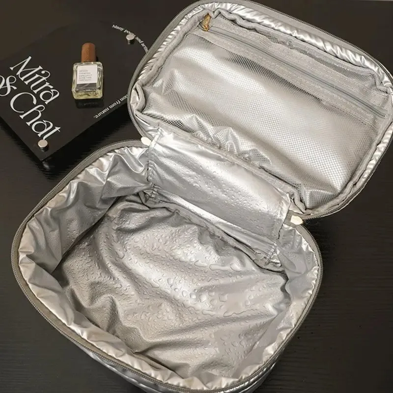 2 unids/set bolsa de maquillaje de moda de gran capacidad bolsa de aseo multifuncional de viaje portátil bolsa para el cuidado de la piel conjunto de bolsa de cosméticos impermeable