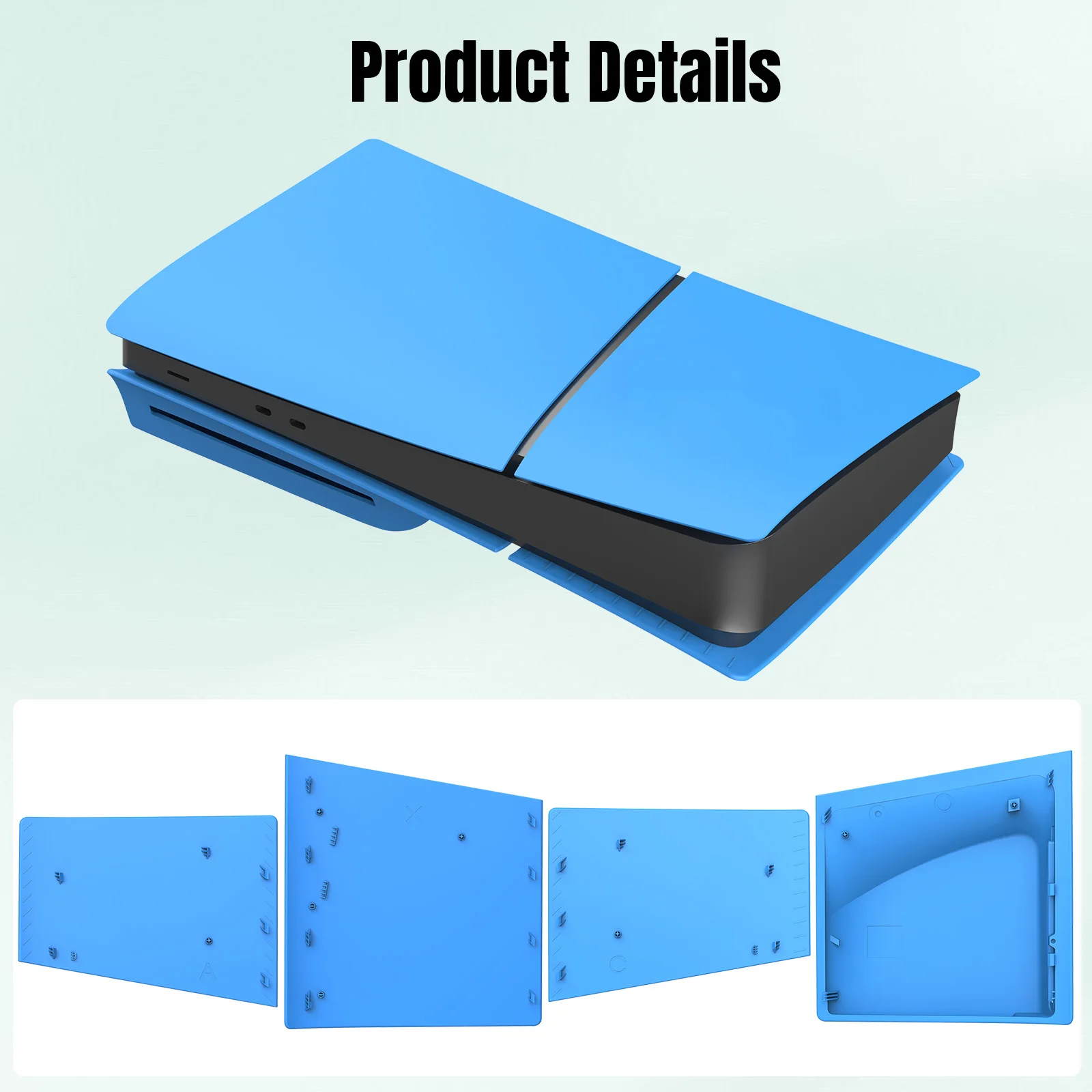 Star Blue Color Premium ABS Wymienna obudowa Czarne płytki kompatybilne z Playstation5 Slim Disc Edition — zdjęcie produktu 2