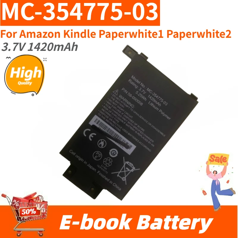 

Brand New Replacement E-book Battery 3.7V 1420mAh MC-354775-03 For Amazon Kindle Paperwhite1 Paperwhite2