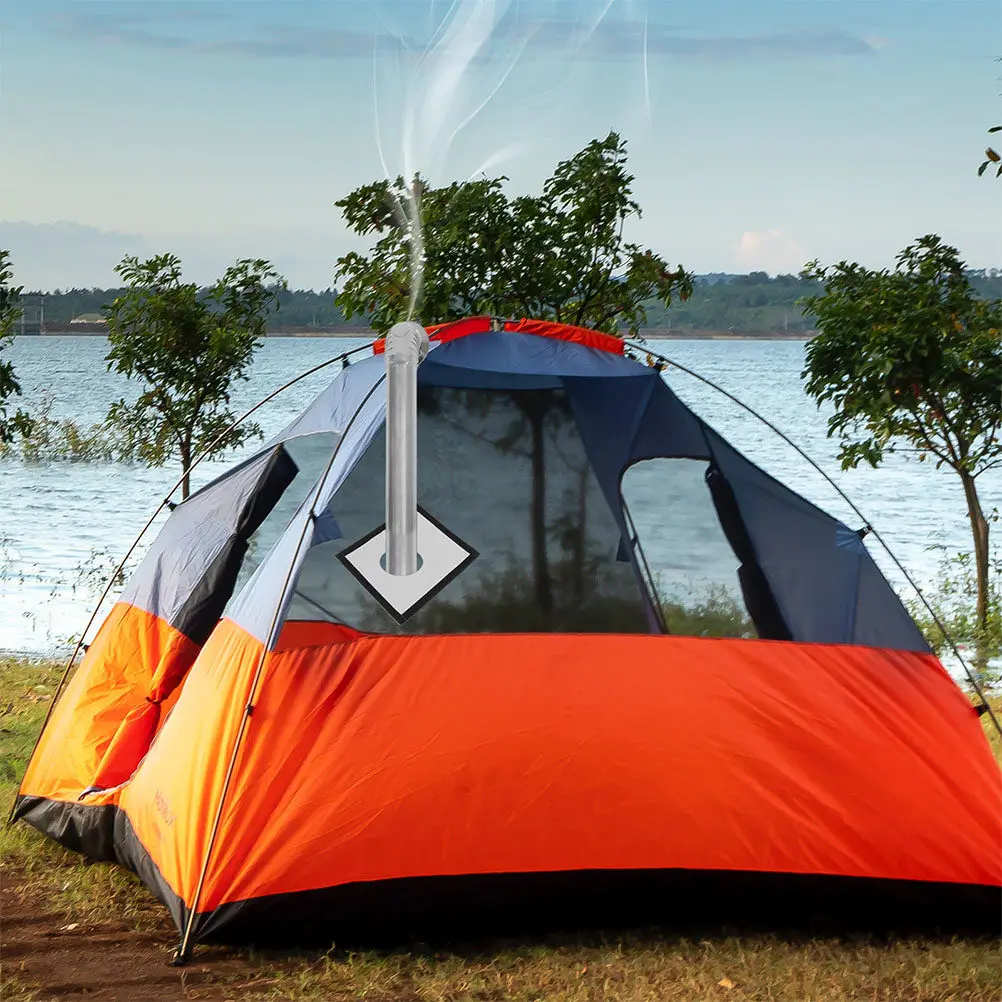 

Комплект из 2 огнеупорных защитных колец для дымохода палатки, из стекловолокна, для дровяных печей, для кемпинга на открытом воздухе