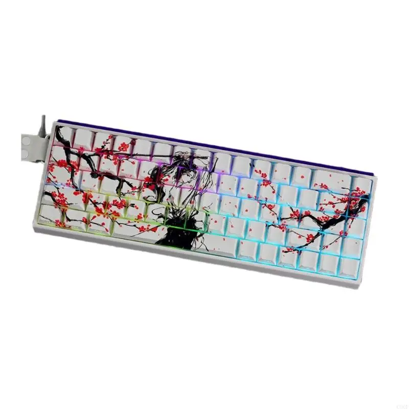 C90F 60% 68% Mechanische Tastaturschlüsselkaps PBT Plum Blossom Art ANSI ISOS kompatibel