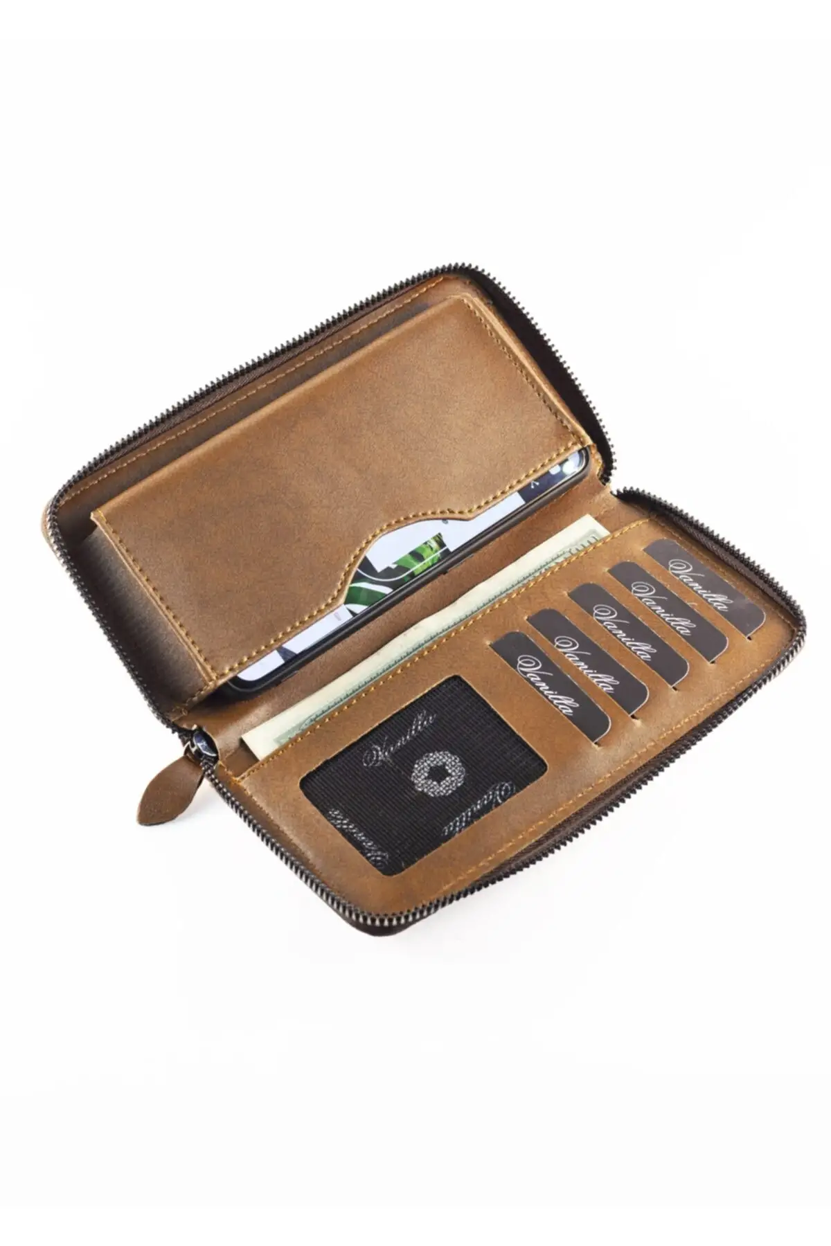 Tarjetero de cuero vegano Unisex con compartimento para teléfono, elegante, útil, multifuncional, entrega rápida y segura, modelo de tendencia 2022