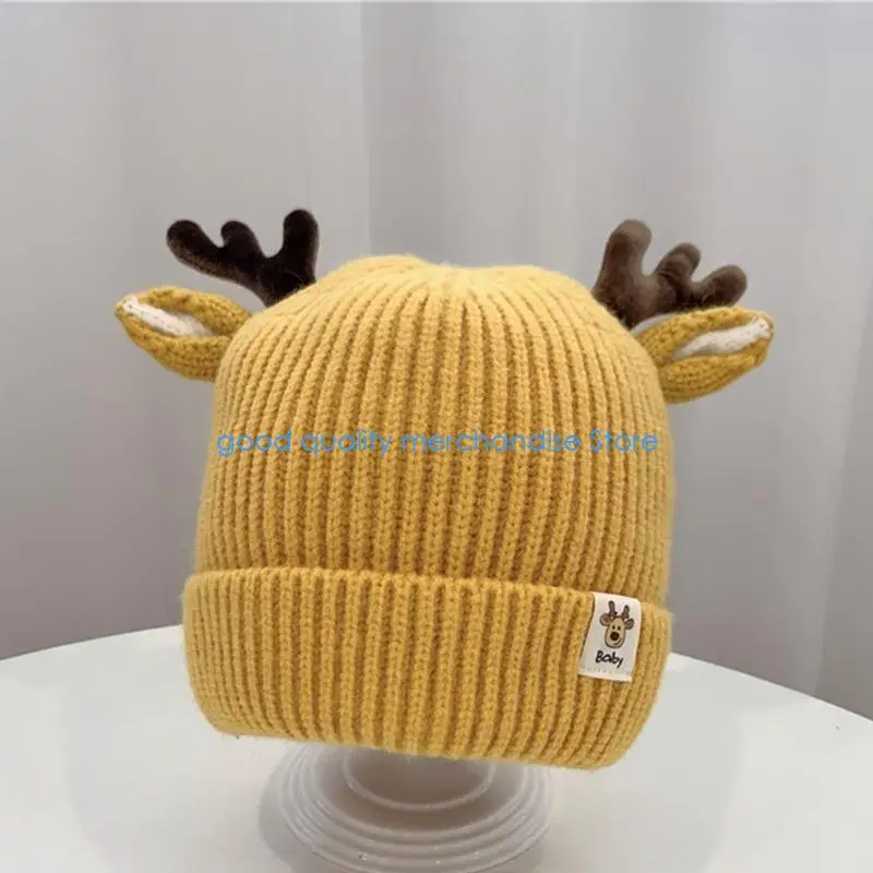 Y5JD الحلو الأطفال قرون عيد الميلاد قبعة لعيد الميلاد الإبداعية قبعة قبعة صغيرة محبوكة قبعة للأطفال طفل الأطفال مهرجان عطلة Pa #4