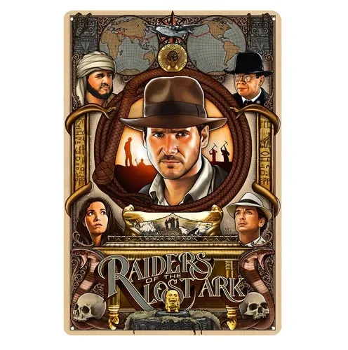 Póster Metálico de la Película Indiana Jones: La Arca Perdida - Placa Coleccionable