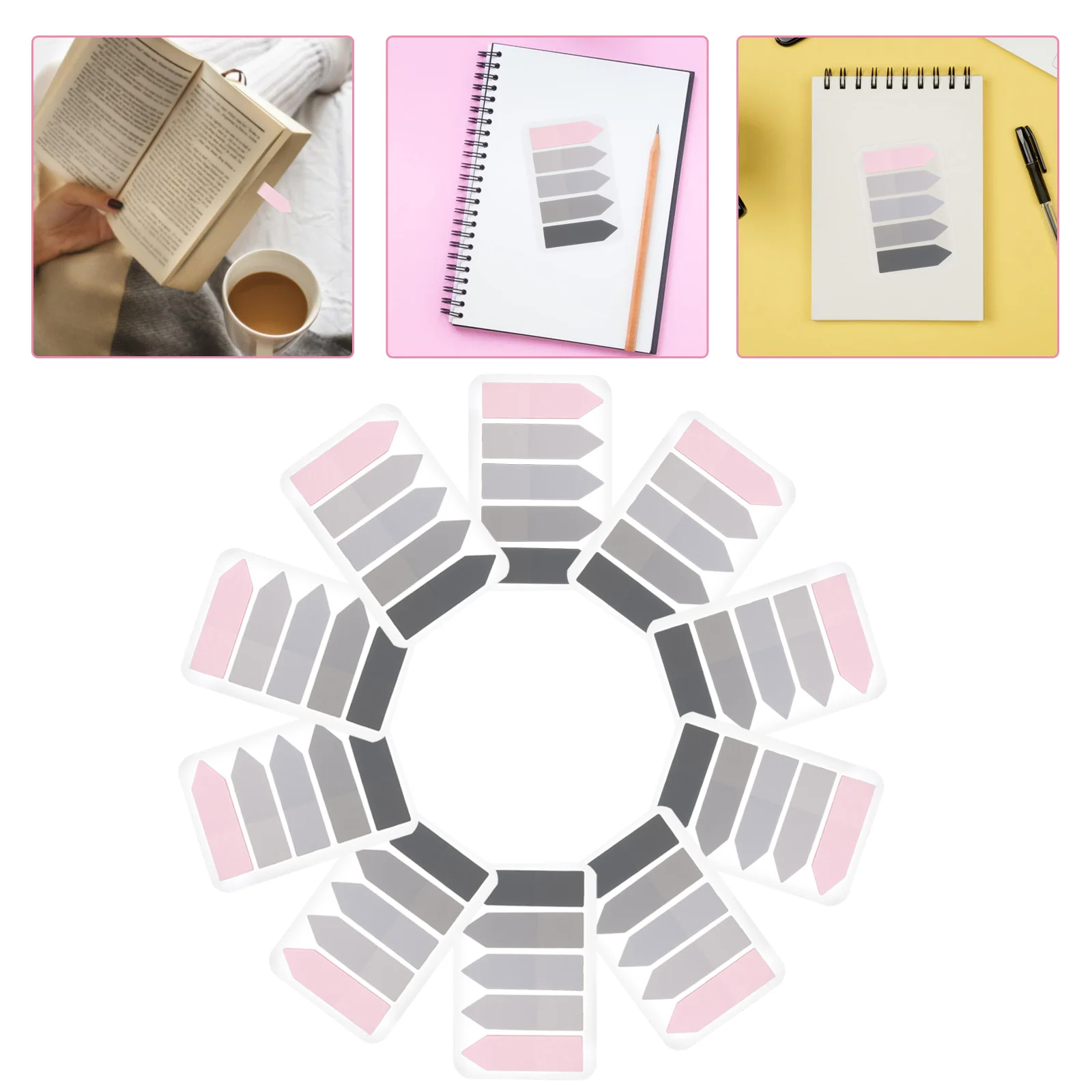 

10Sets Arrow Label Tabs Colored Sticky Page Markers Convenient Note Taking Reading Strips Portable Book Accessories