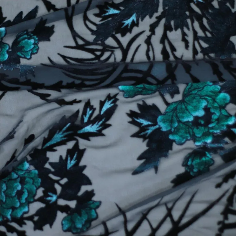 فستان نوم من القماش المخملي المنسوج المطبوع من الفيسكوز الممزق والمحروق، ملابس شيونغسام النسائية