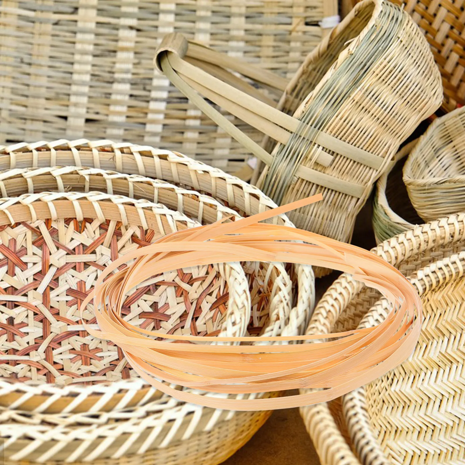 4 Rollos de Tiras de Bambú Planas y Delgadas para Arco de Boda, Centro de Mesa, Marcadores de Pasillo, Cestas Tejidas y Manualidades