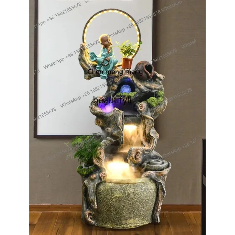 F181 l Living Room Entrance Samanera Zen Housewarming Opening-up Gifts Artificial Mountain and Fountain Fish Tank Decoration