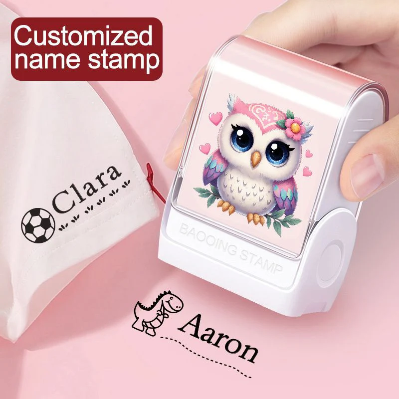 ‌ Carimbo Personalizado com Tinta Lavável, para Têxteis, Calçados, Bolsas, Livros e Copos, Perfeito para Identificação de Itens Pessoais