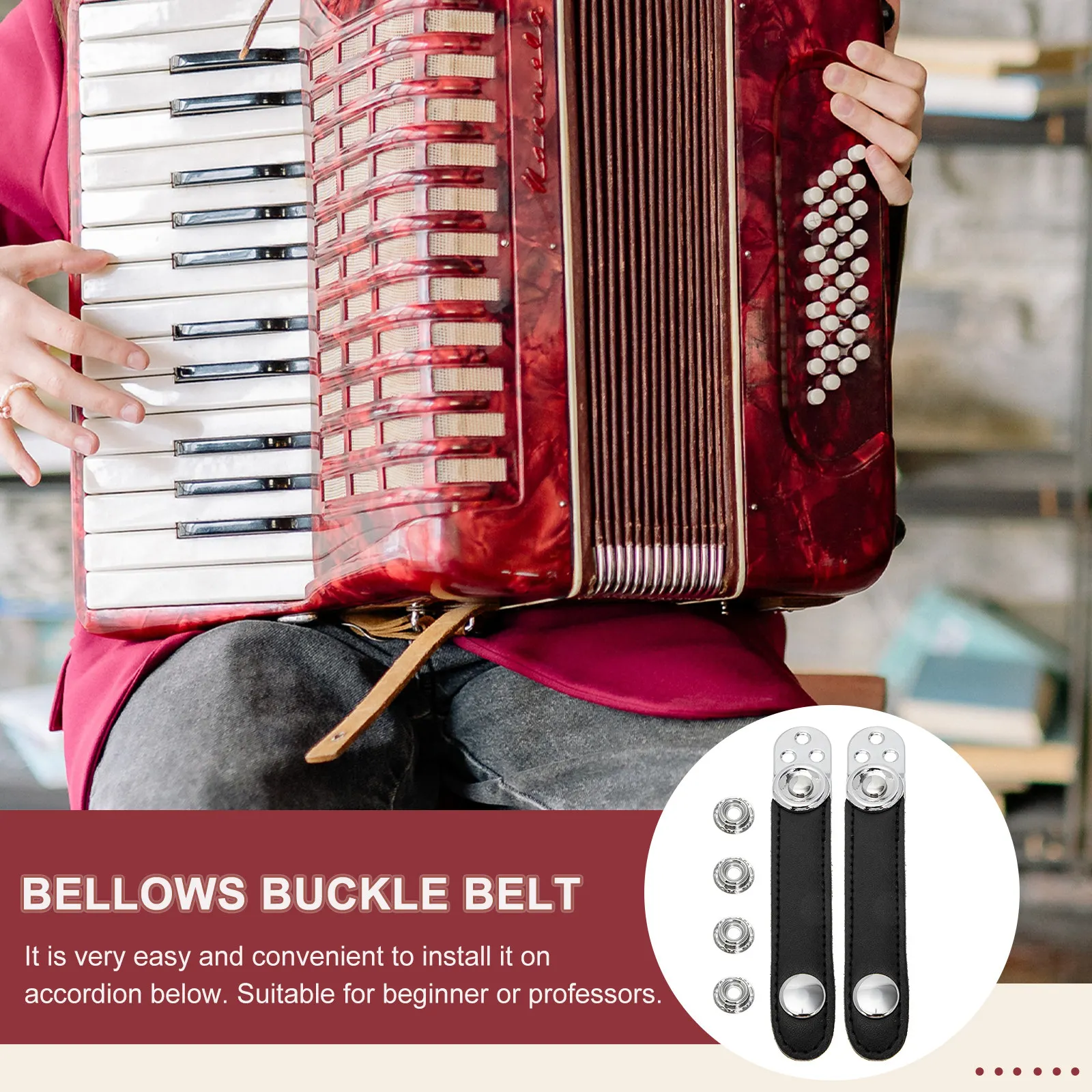 1Set Metal Connecting Buckle Belt Double-Layer Cowhide Thickened Wide Comfortable Accordion Bellows Strap Replacement Parts