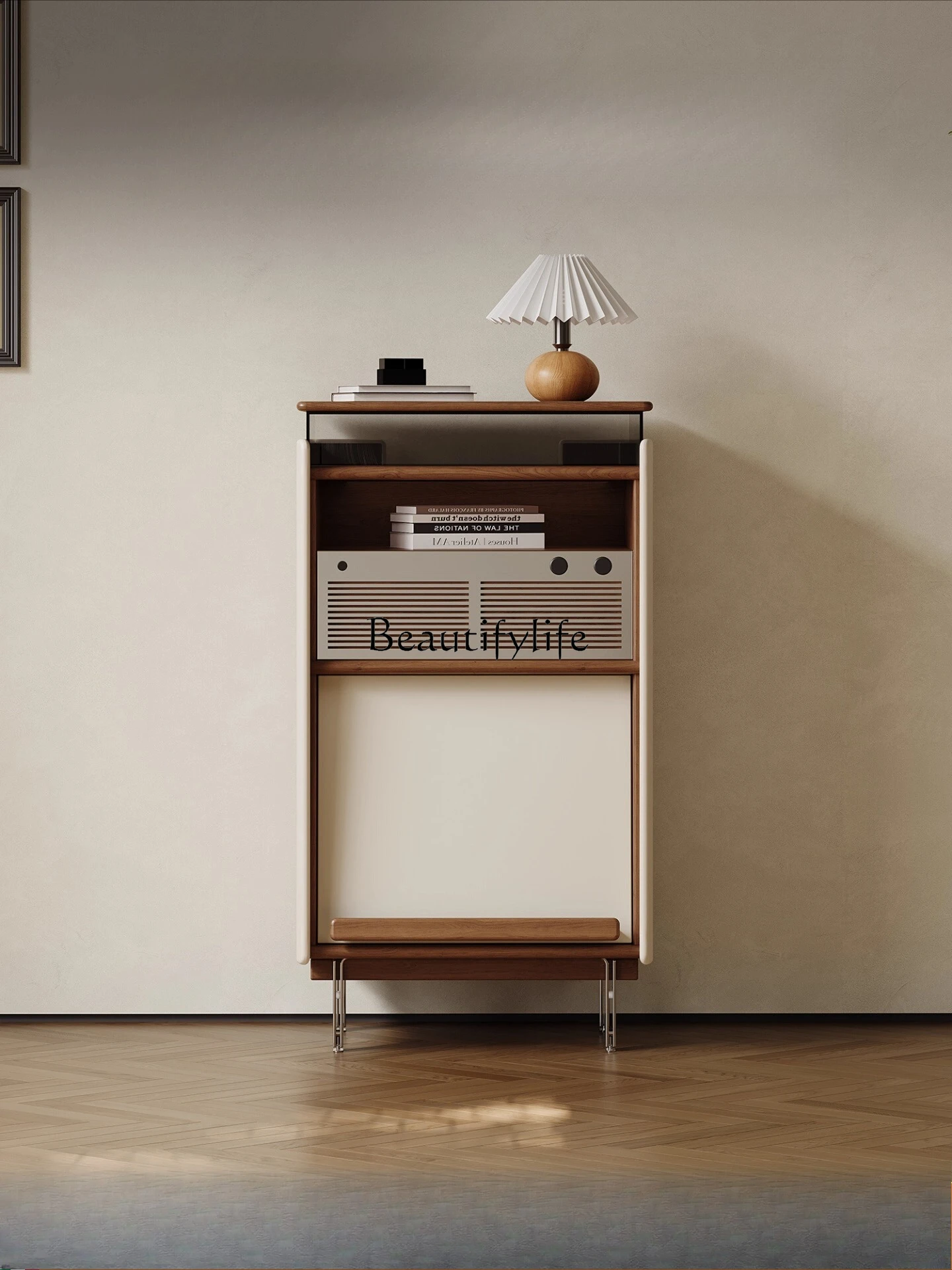 

Medieval style all-solid wood bucket cabinet, cherry wood small apartment, living room storage, sofa side cabinet