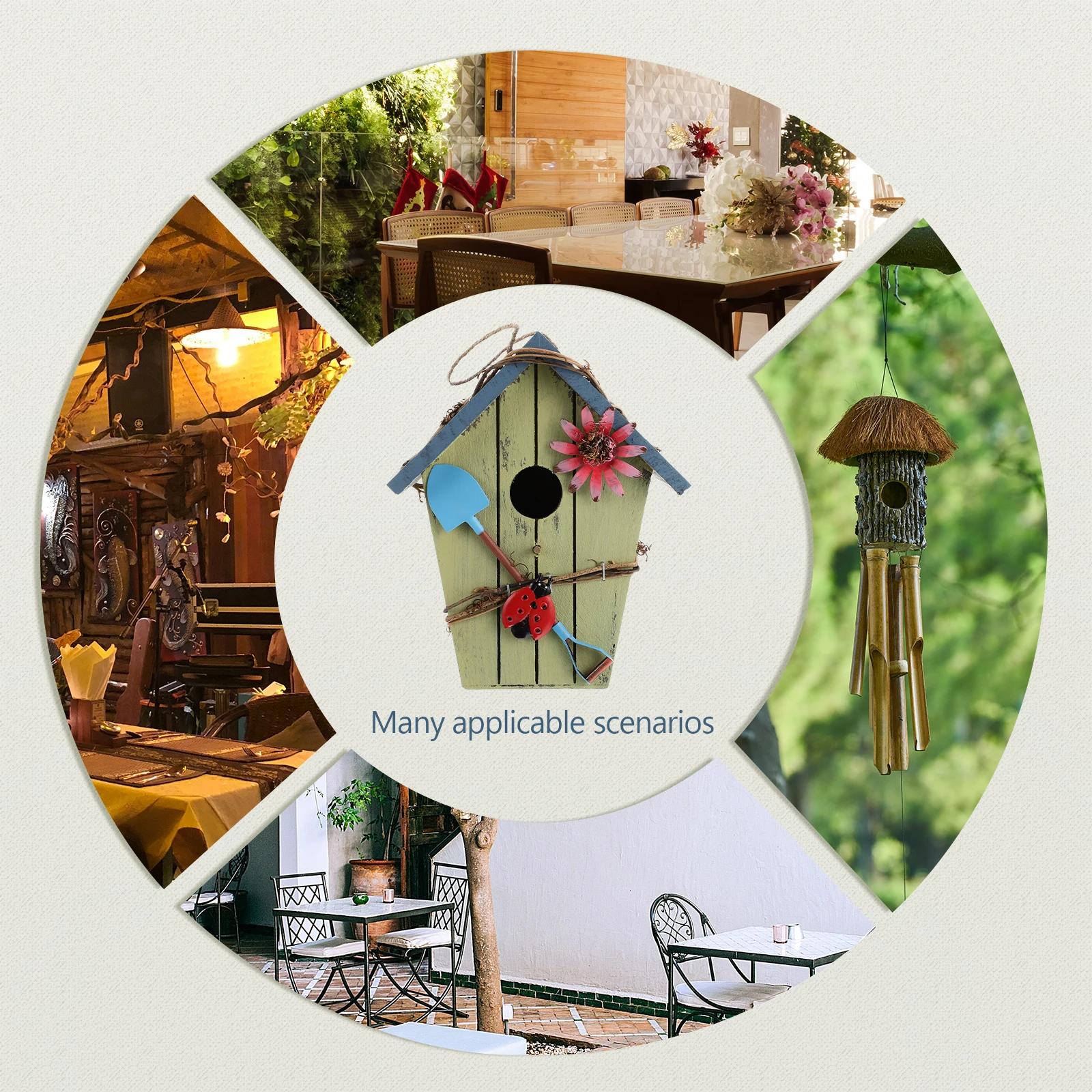 

Wooden Bird House Blue Roof Unique Design Comfortable Living Environment for Small Birds Balcony Bird Nest Garden Birds Shelter