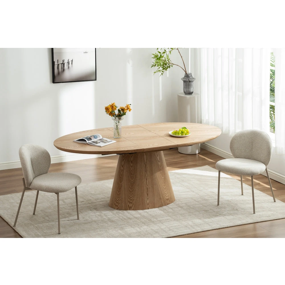 NOVA Scandinavian style expandable oval dining table 160/200 cm oak 4/6/8 kitchen dining table wooden furniture