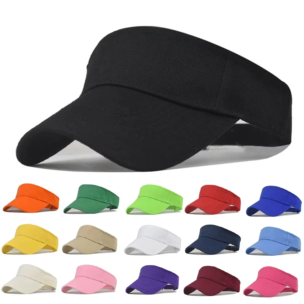 Outdoor Sports Hat Summer Sun Hat Men Women Cotton Adjustable Visor UV Protection Top Empty Solid Sport Tennis Golf Running Hat