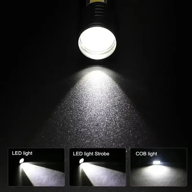 Xiaomi Rechargeable LED Flashlight with Pen Clip Zoomable Waterproof Torch with Side Light Outdoor Camping Emergency Lantern