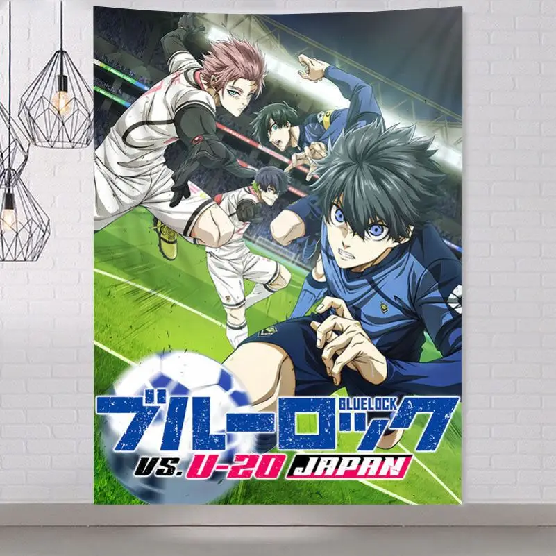 اليابانية الساخن أنيمي الأزرق قفل نسيج سوبر كول المشارك العلم ديكور المنزل غرفة المعيشة عنبر غرفة نوم خلفية القماش الجدار #3