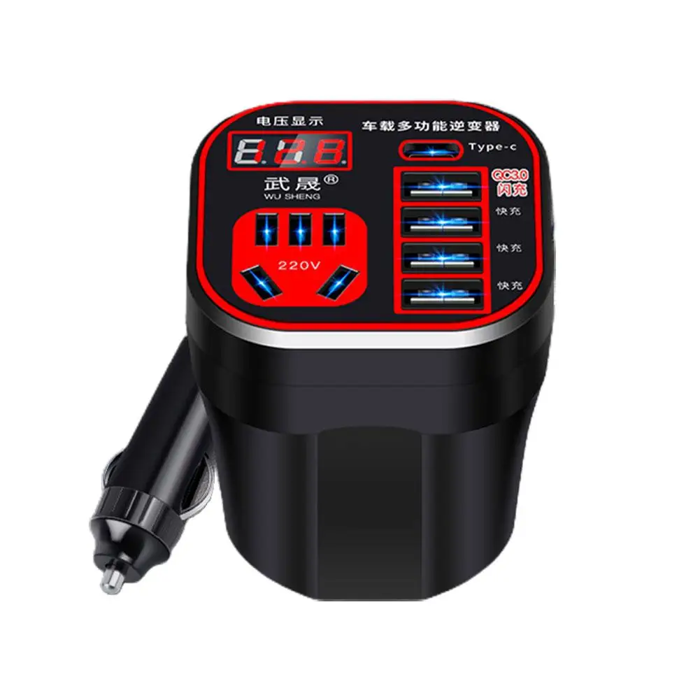 Car Power Inverter 24V 12v 220v 120W Led Display 3 Cigarette Auto USB Lighter 220 Charger Ports + Fonte Inversor QC3.0 Type