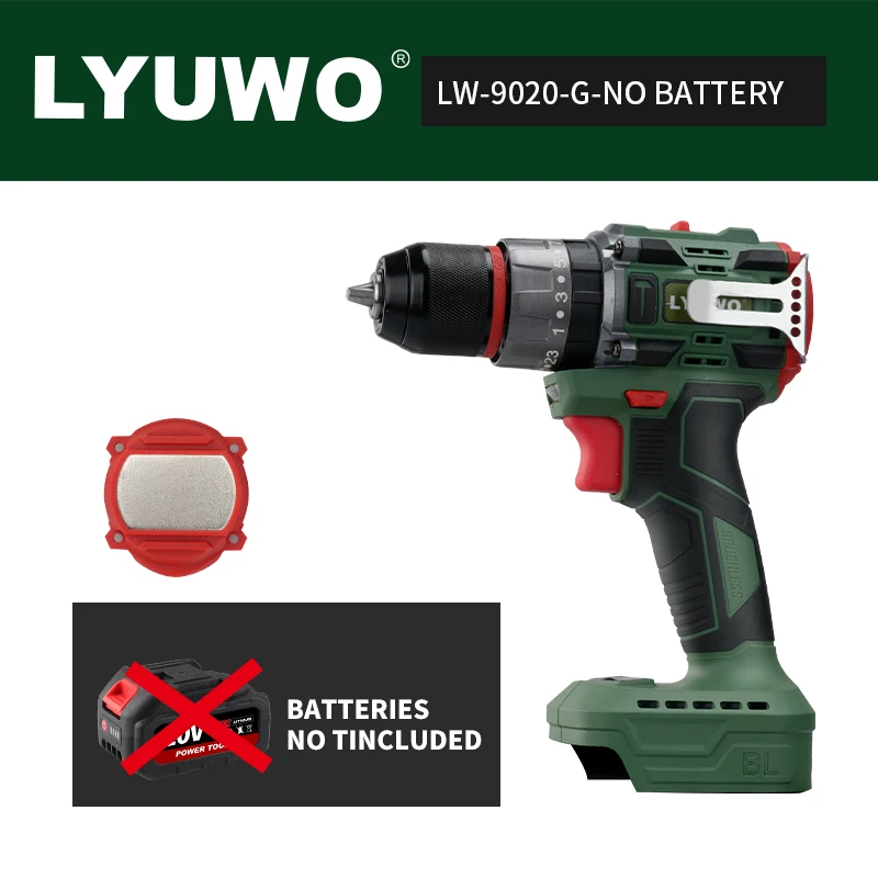 

Комплект бесщеточных аккумуляторных электрических отверток LYUWO с аккумулятором для быстрой зарядки, светодиодным рабочим фонарем и эргономичной ручкой (сверло/шуруповерт 2-в-1)