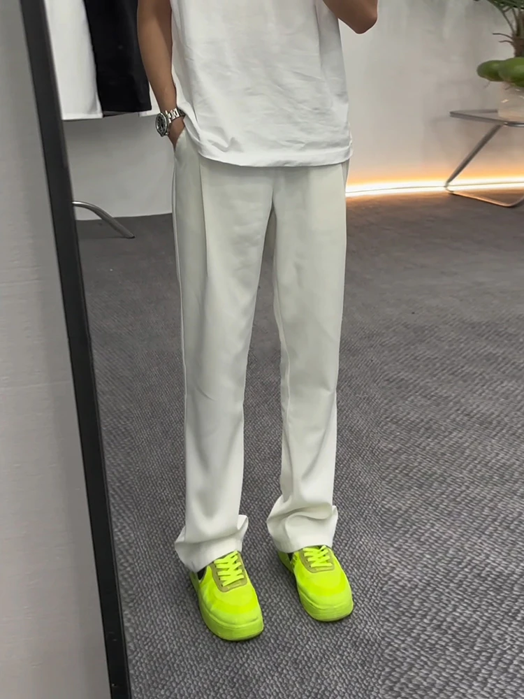 

Мужские летние повседневные брюки Ice Silk 57 белого цвета, премиум-класса, с идеальной посадкой, прямые, немнущиеся, из смесового полиэстера