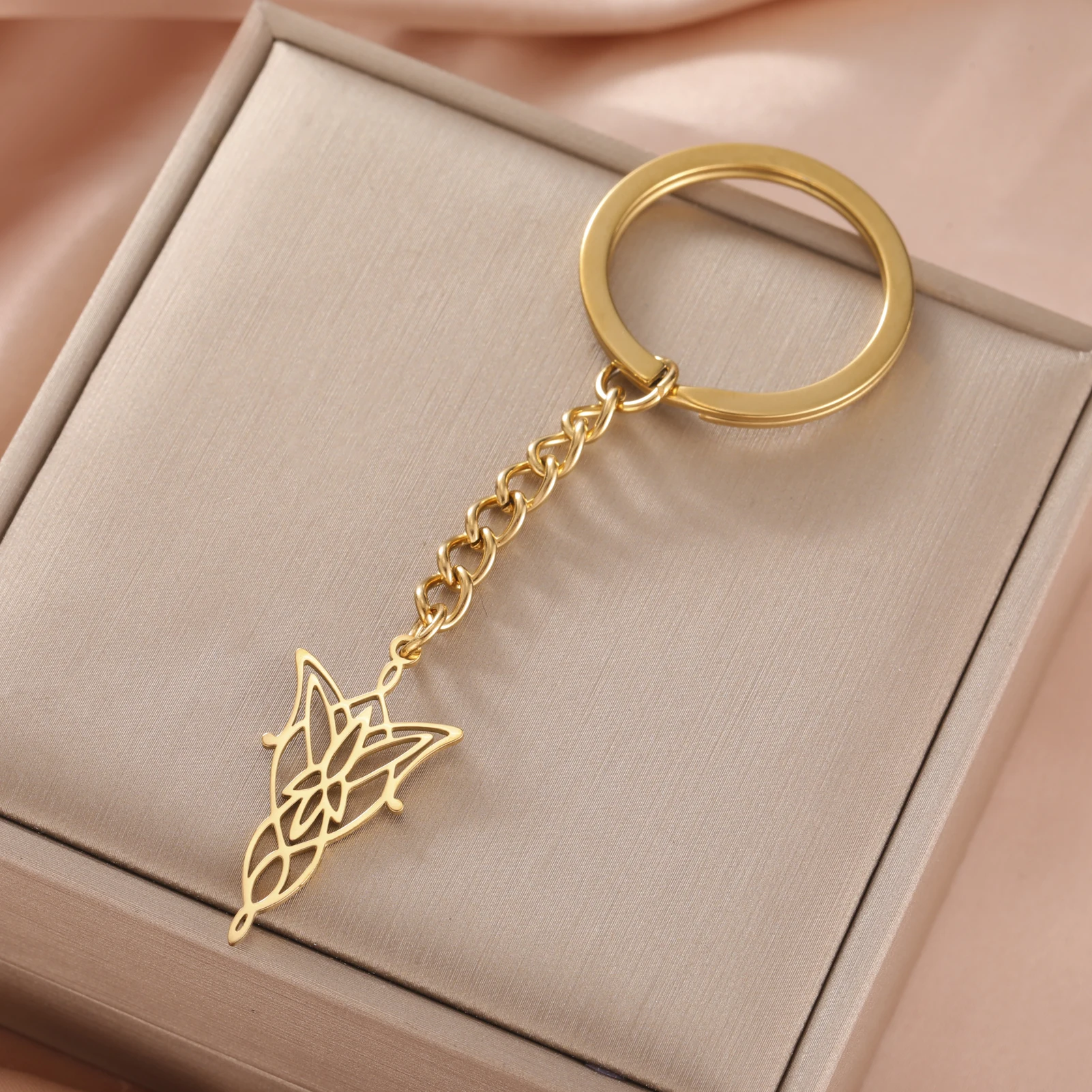 COOLTIME Elf Princess Pendant Keychain Stainless Steel The Lord of the Rings Elf Princess Key Chain Jewelry Birthday Gift 2026