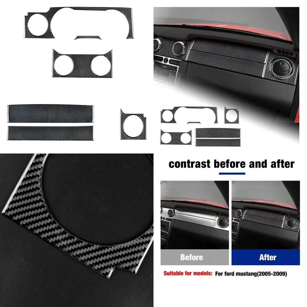 

Carbon Fiber Car Interior Sticker for Ford Mustang 2005 2009 Dashboard Trim Upgrade Black Vinyl Wrap Decorative Film