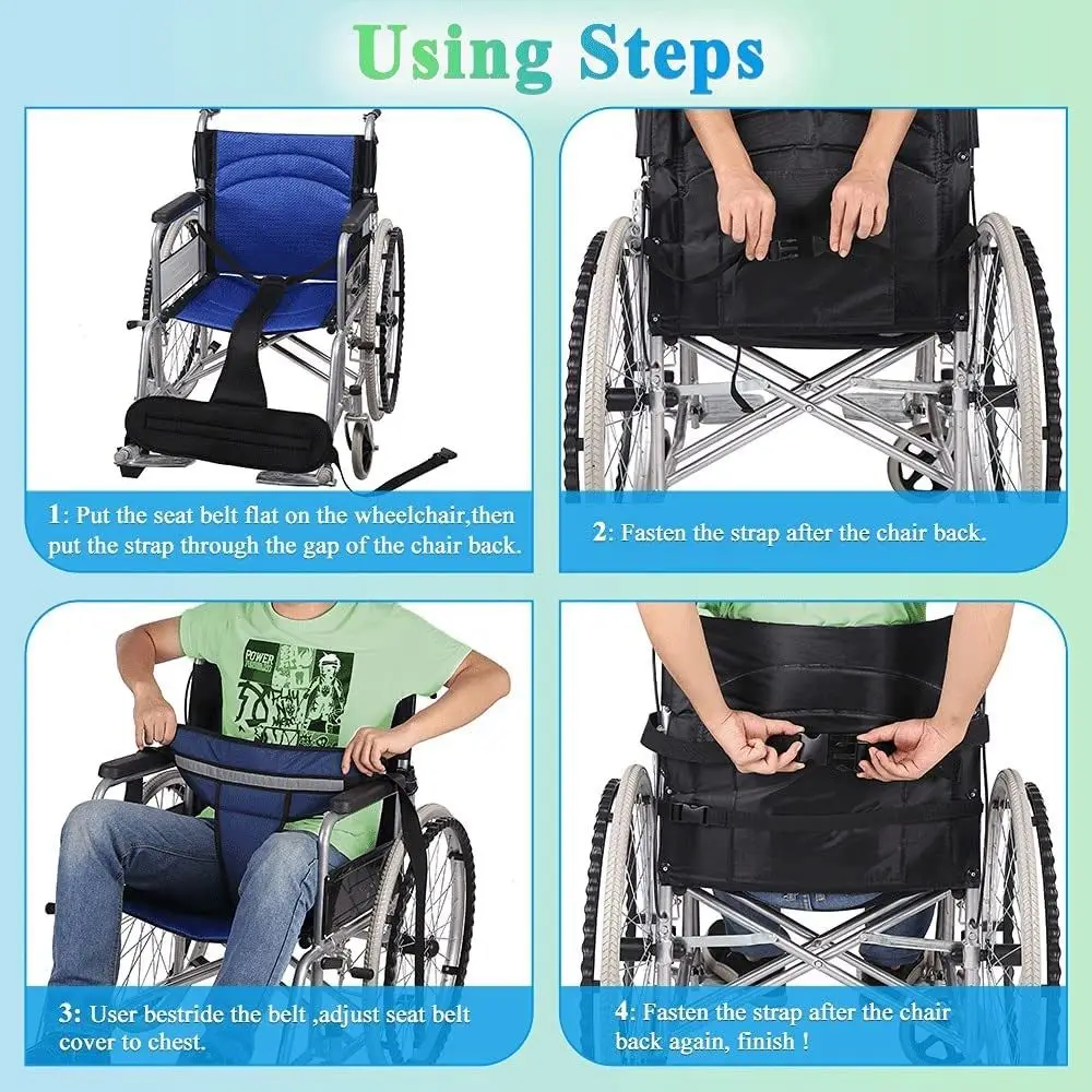 Adjustable Wheelchair Safety Belt Prevent Tilting or Falling Fixing Wheelchair Harness Strap Anti-skid Breathable