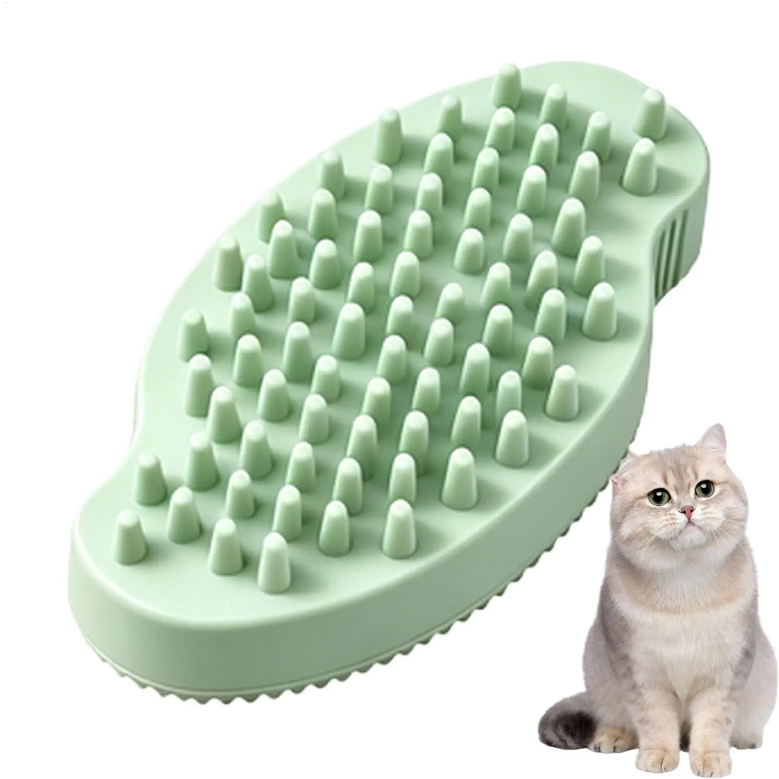 Dog Bath Brush Non-Slip Handle Double-Sided Comb Dog Scrubber for Bath Shampoo for Puppy Kitten Small Medium Large Breed Massage