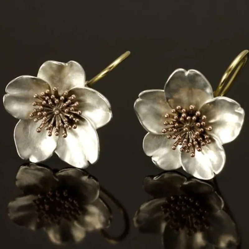 Vintage Flower Earrings Geometric Creativity Gold Color Dangle Earrings for Women Jewelry