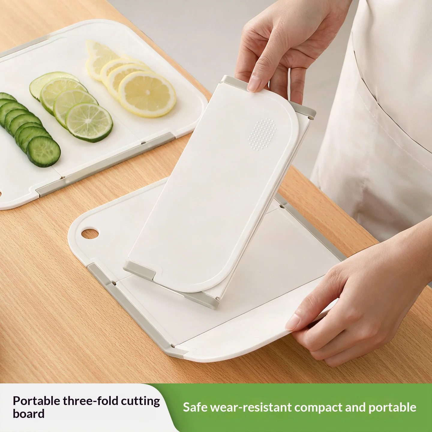 1PC Foldable 3-Section Cutting Board, Portable Home & Outdoor Chopping Mat with Grinder, Double-Sided Non-Slip Fruit