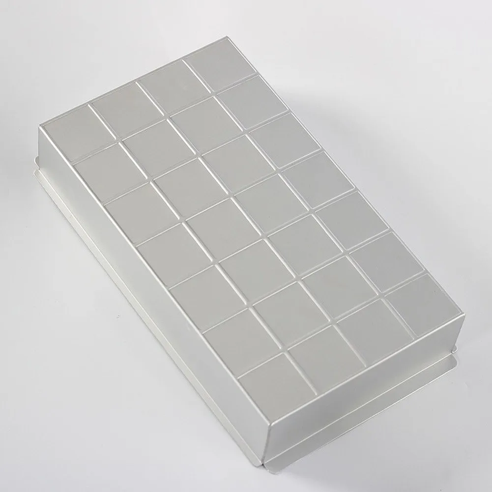 Anodized Aluminum Rectangular Baking Tray with 12 Removable Letter and Number Molds for Homemade Cake Creation